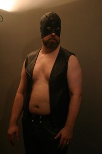 In leather