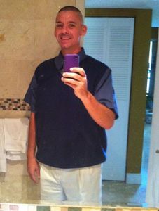 In the bathroom mirror