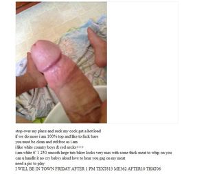 Found this ad online tonight--just Gotta ride this thick dick.
