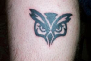This is my owl.    It's on the left calf on the outside, not the back.