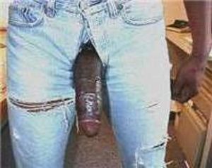 Muscularblkhung sweaty, used cock hanging from jeans. Had already been in two different guys asses that day, with more to go.
