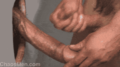 Jacking on another cock