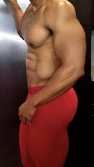 red is a good color on him .. fuck, any color is good on him!