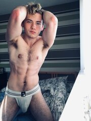 Dad’s piss-soaked jockstrap feels great on my dick!  Especially when I ain’t showered all week too….jpg
