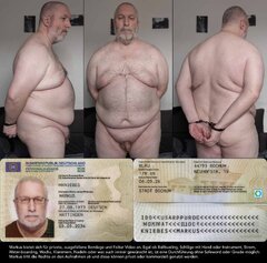 Markus Kniebes nackt in Handschellen