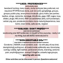 My Preferences and Limits